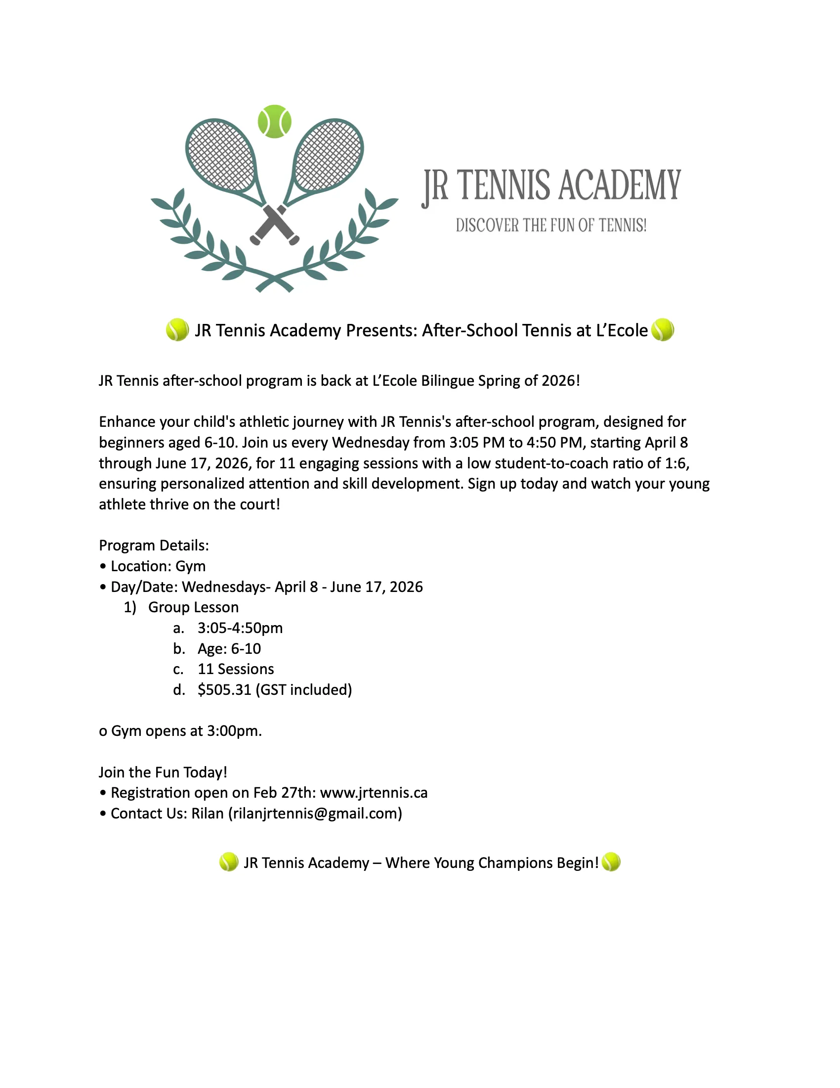 JR Tennis Academy